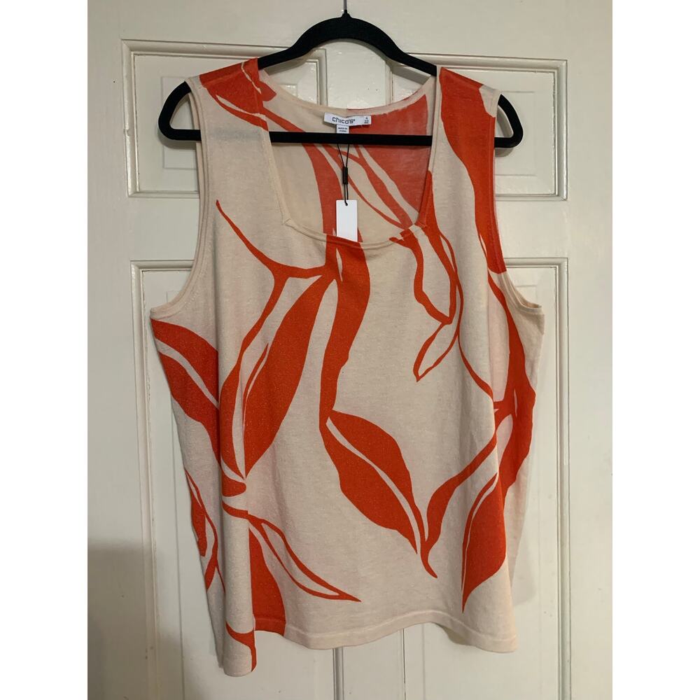 NWT Chico’s Sweater Tank Matchback Sleeveless Blood Orange  Size 4 XXL Plus Size